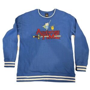 Box Lunch Adventure Time Sweatshirt Mens Large Blue Good Finn Jake Logo
